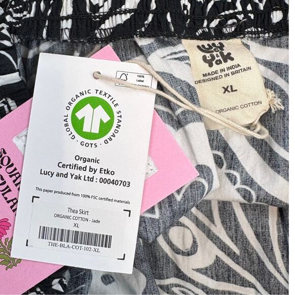 NWT Lucy & Yak Black White Organic Cotton Thea Skirt Size XL - Picture 3 of 4